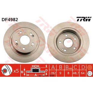 Bremsscheibe TRW DF4982 hinten, voll, 1 Stück