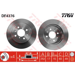 Bremsscheibe TRW DF4376 vorne, belüftet, 1 Stück