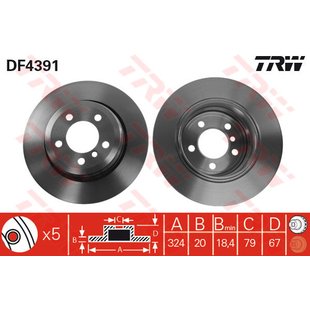 Bremsscheibe TRW DF4391 hinten, belüftet, 1 Stück