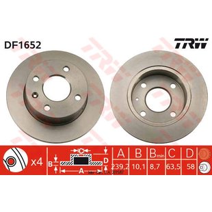 Bremsscheibe TRW DF1652 vorne, voll, 1 Stück