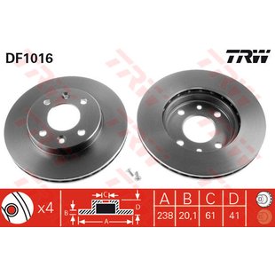 Bremsscheibe TRW DF1016 vorne, belüftet, 1 Stück