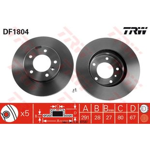 Bremsscheibe TRW DF1804 vorne, belüftet, hochkarbonisiert, 1 Stück