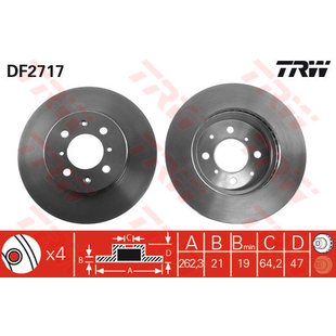 Bremsscheibe TRW DF2717 vorne, belüftet, hochkarbonisiert, 1 Stück