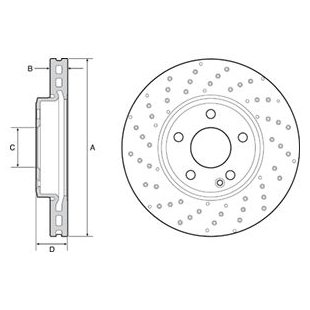 Bremsscheibe DELPHI BG4657C vorne, belüftet, perforiert, hochkarbonisiert, 2 Stück