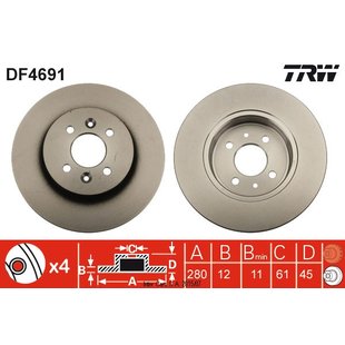 Bremsscheibe TRW DF4691 hinten, voll, 1 Stück