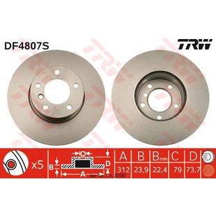 Bremsscheibe TRW DF4807S vorne, belüftet, hochkarbonisiert, 1 Stück