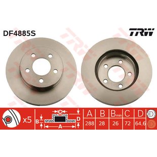 Bremsscheibe TRW DF4885S vorne, belüftet, 1 Stück