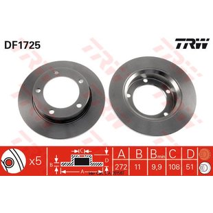 Bremsscheibe TRW DF1725 vorne, voll, 1 Stück